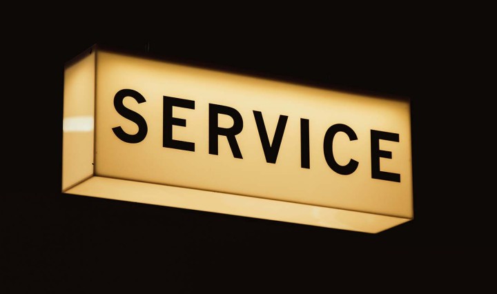 Sign saying: service